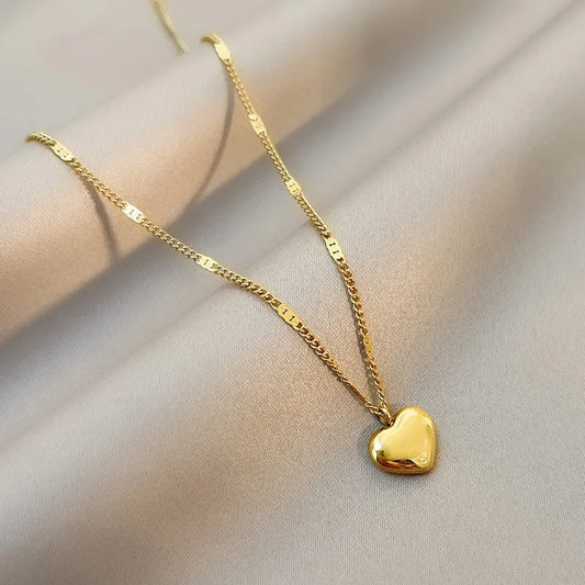 Geometric Heart-shaped Love Pendant Necklace Set - A Cross-Border Couple's Delight